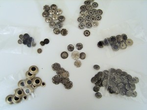 metal, iron, silver buttons