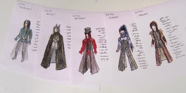 outfit design sketches for wave gotik treffen 2012