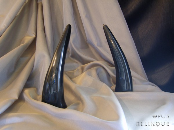 Emailled glass gothic cyber industrial horns.